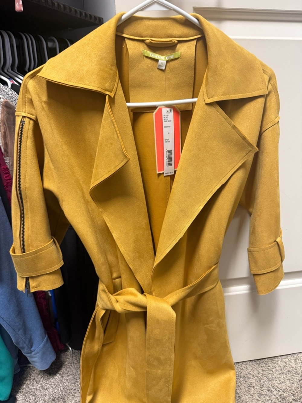 Gianni Bini Mustard Yellow Trench Coat with Belt